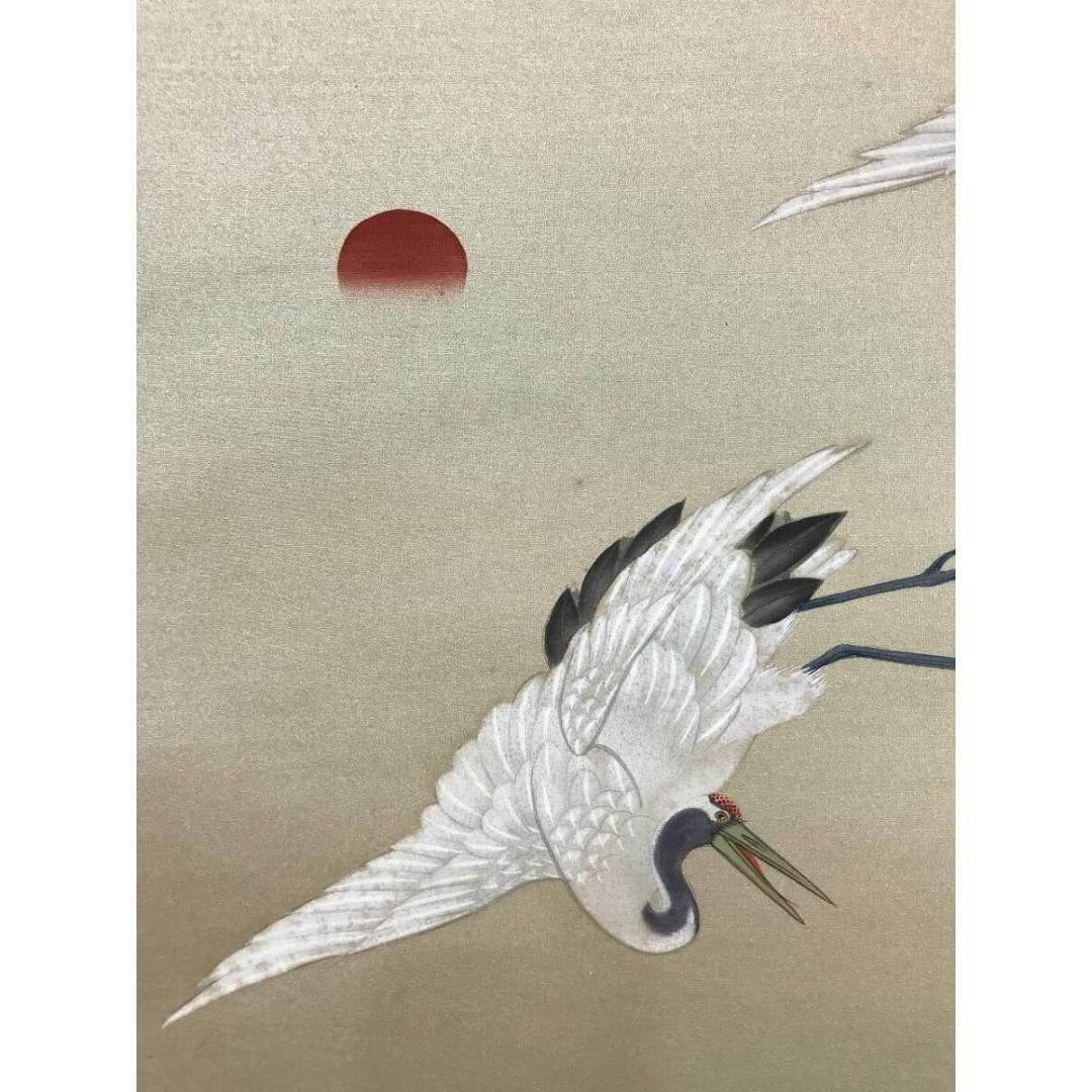 真作/國井幸雪/国井幸雪/舞鶴図/花鳥図/祝掛軸/正月/掛軸☆宝船☆AK-917