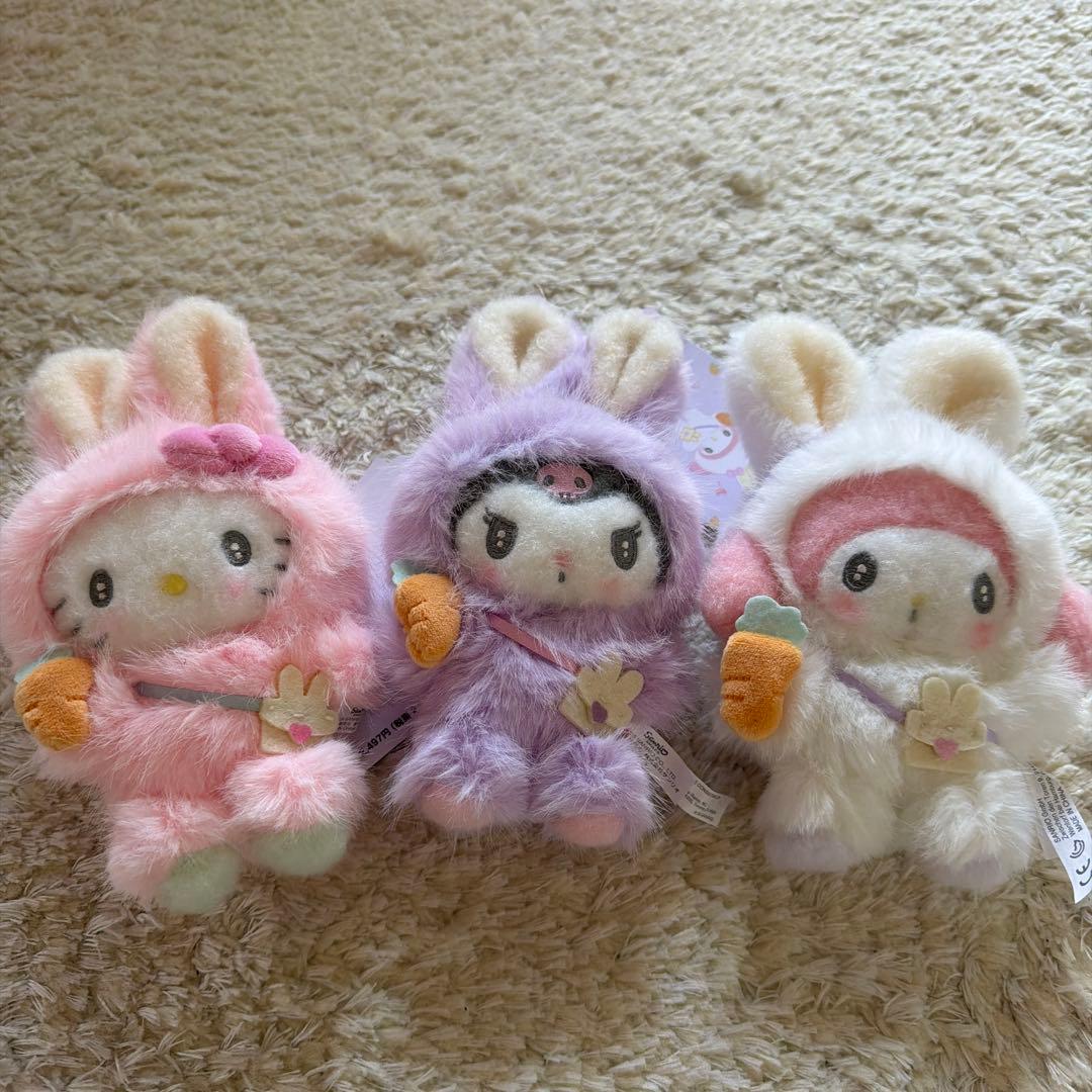 専用です。キティー、クロミ、マイメロ、バニーのぬいぐるみ3体セット