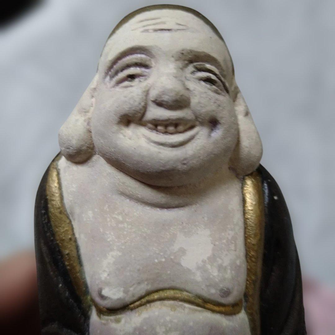 陶器製 福の神像 布袋様　縁起物　レア　レトロ　B？の刻印