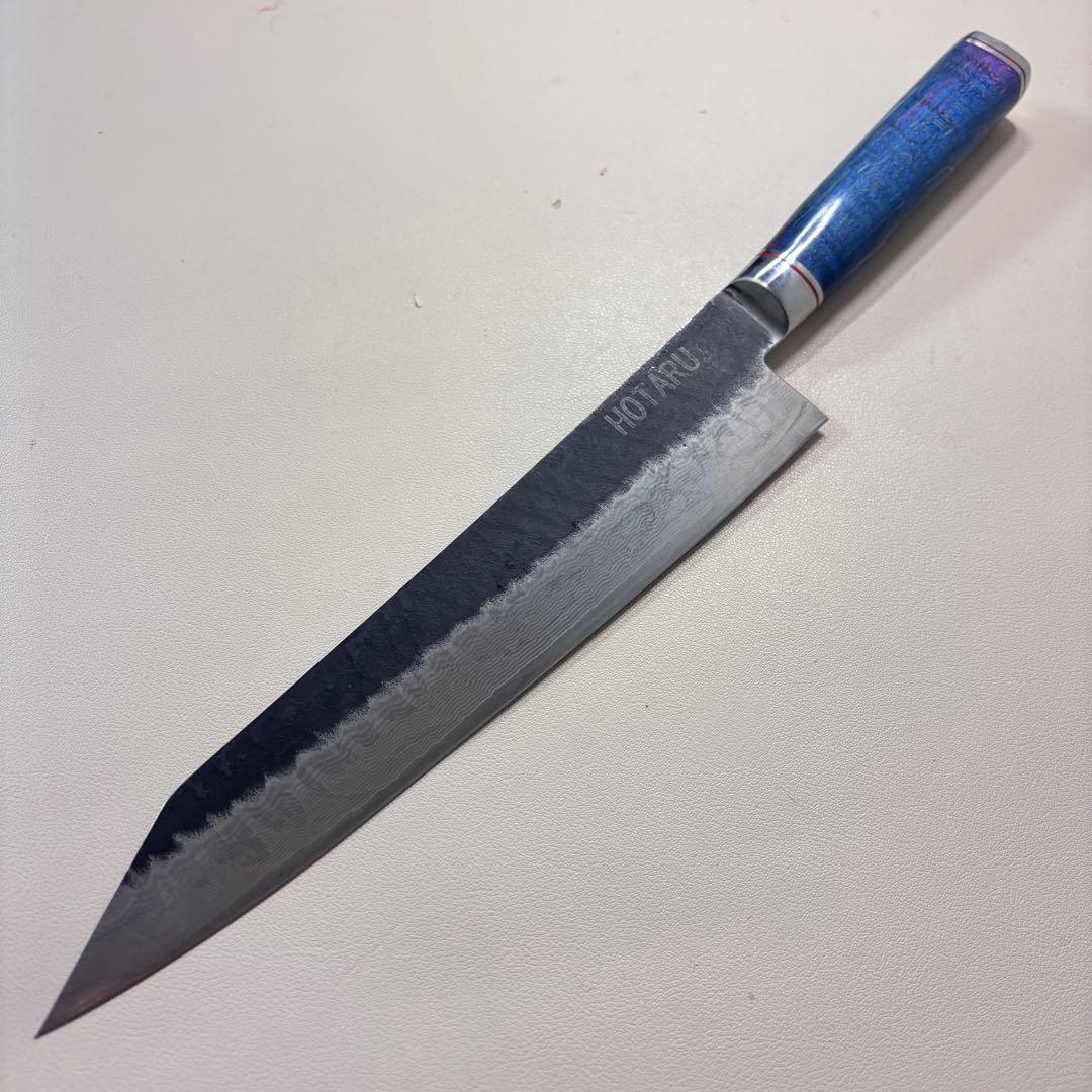 240mm黒打ちダマスカス　(切付型)牛刀シェフナイフ 牛刀【新品】～