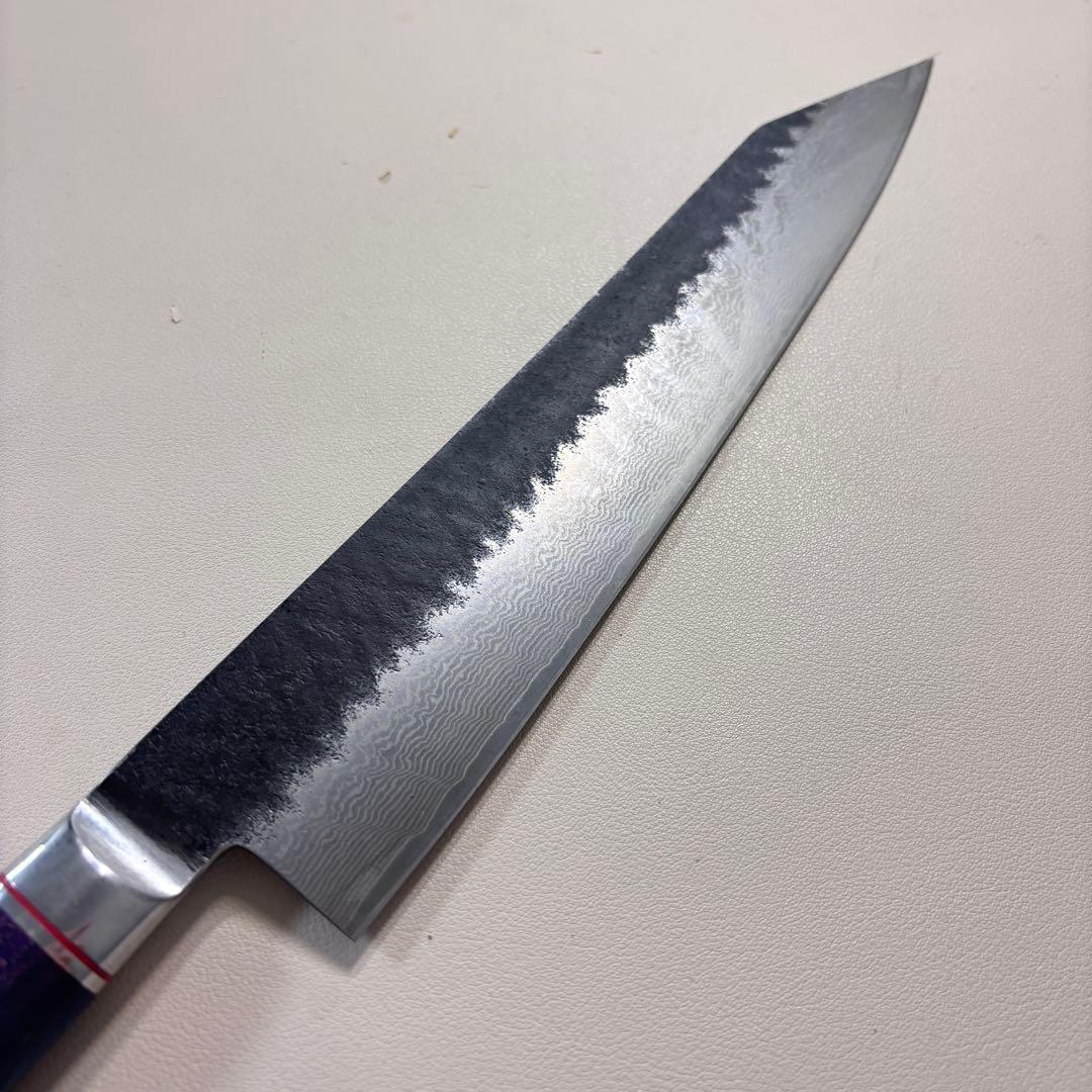 240mm黒打ちダマスカス　(切付型)牛刀シェフナイフ 牛刀【新品】～