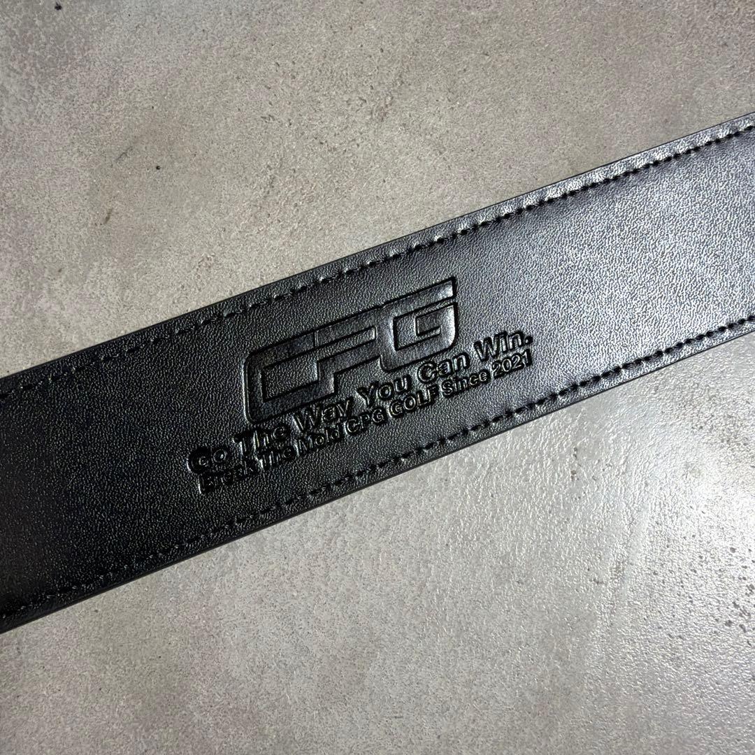 タグ付き CPG GOLF シーピージーゴルフ ロゴ バックル ベルト ブラック