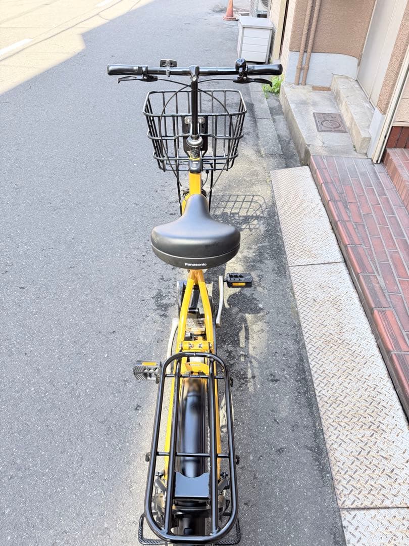 イエロー 電動アシスト自転車 前バスケット付き