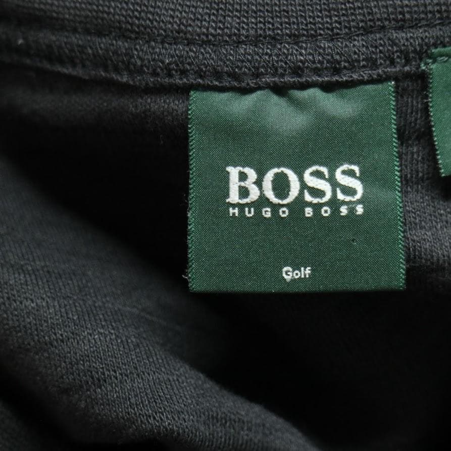【美品】HUGO BOSS ゴルフウェア ロゴ刺繍 長袖Tシャツ 黒　L　メンズ