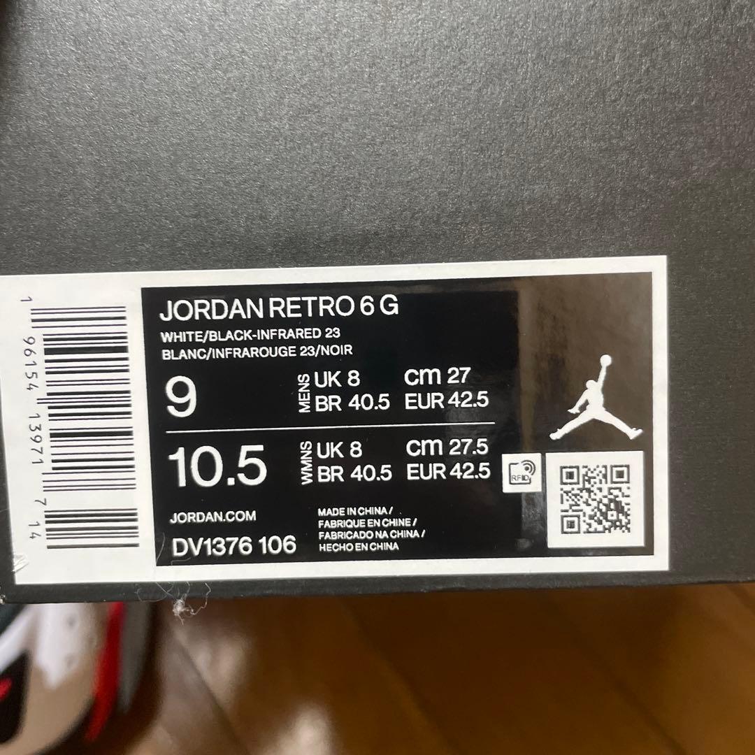 Jordan retro 6g ホワイト/ブラック/レッド