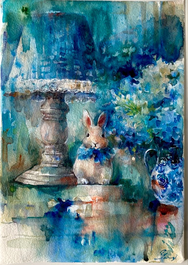 水彩画 原画 青の集会