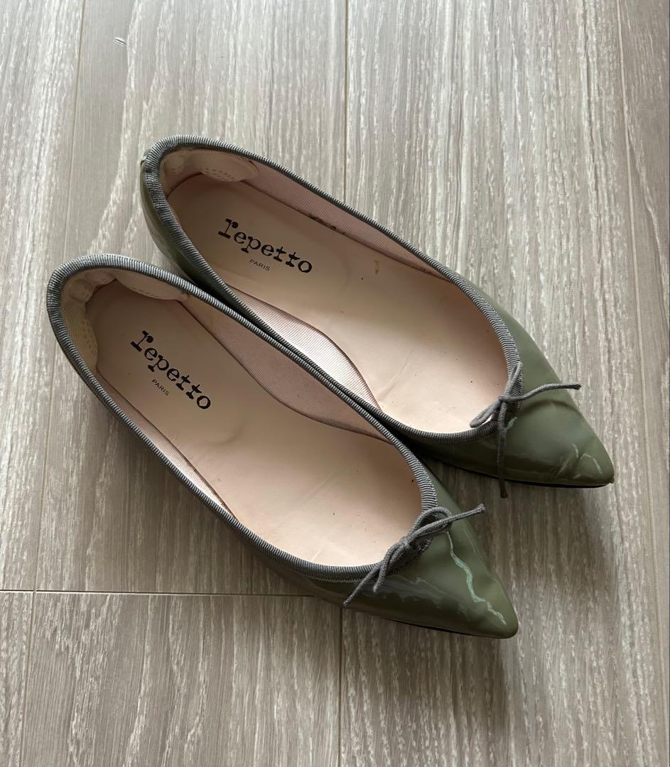 4.2万＋税repetto レペット 38.5/24 バレエシューズ グレー系