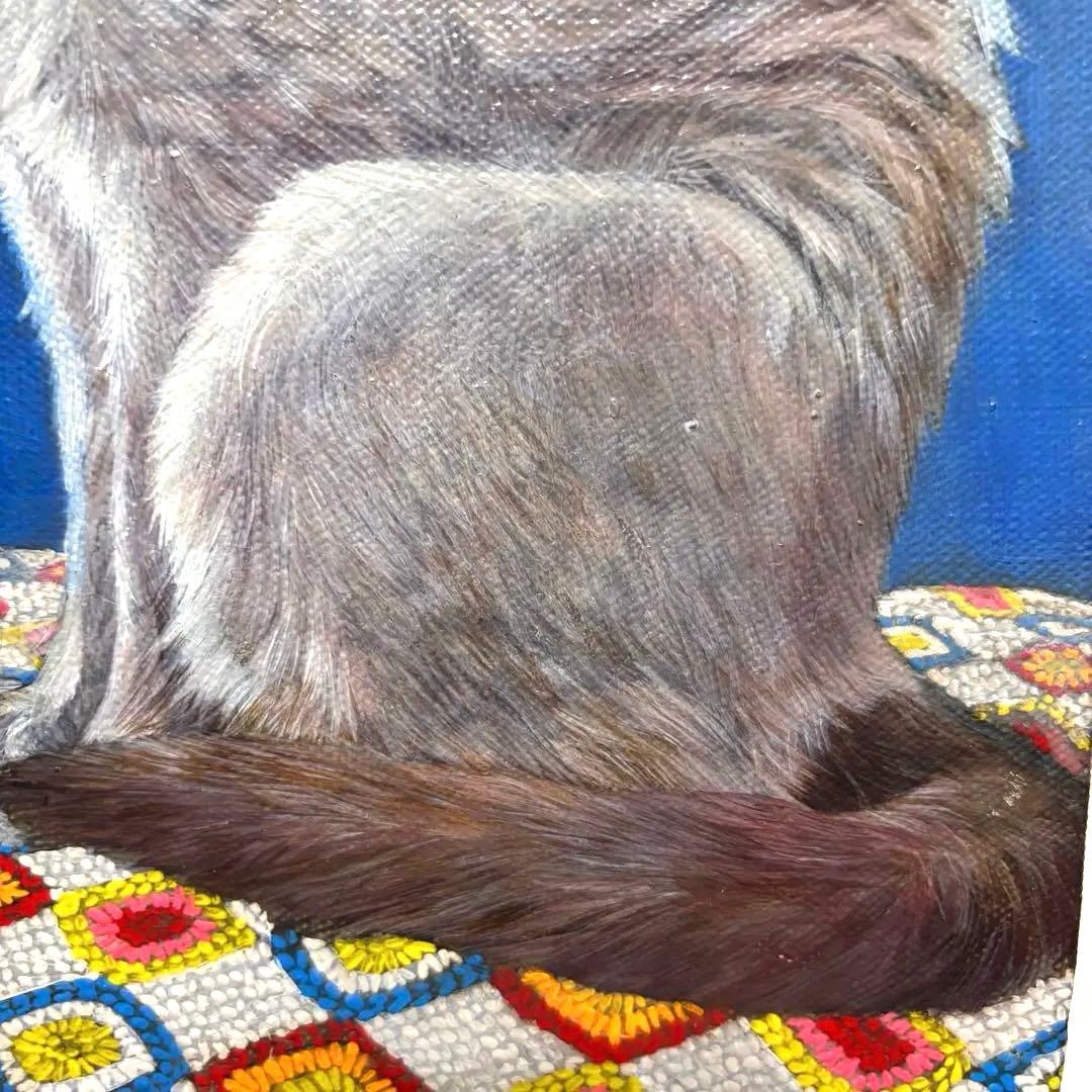 猫の手描き絵画 青い背景