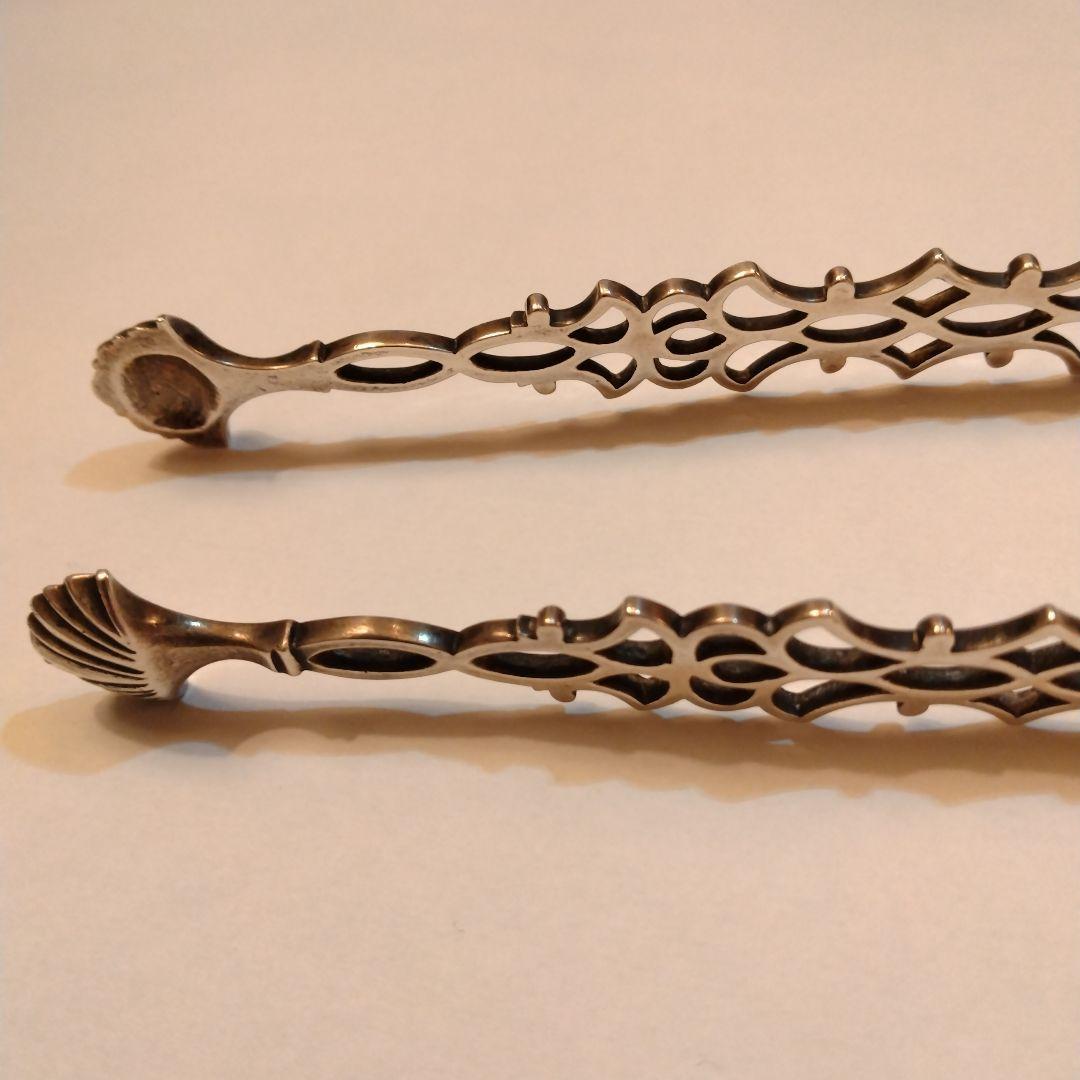 最終値下げ　イギリス　純銀　シュガートング　ピアス（透かし）入り　1780年頃