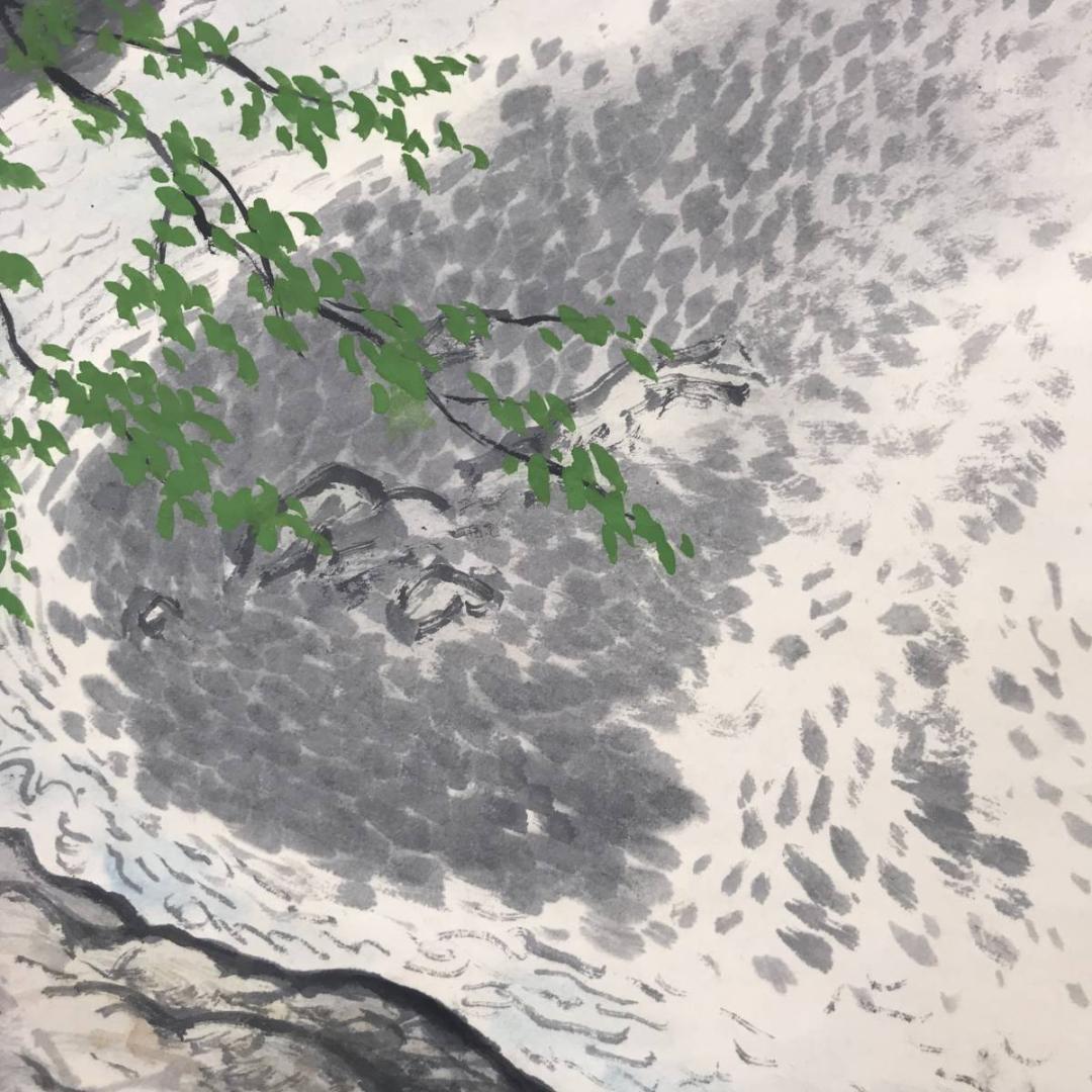 【真作】楽土/清流人物図/山水人物図/横物/掛軸☆宝船☆AB-565
