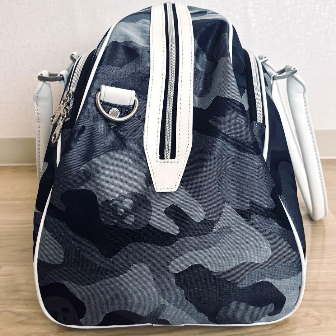 美品✨マークアンドロナ ゴルフバッグ ボストンバッグ 迷彩 ドクロ ネイビー