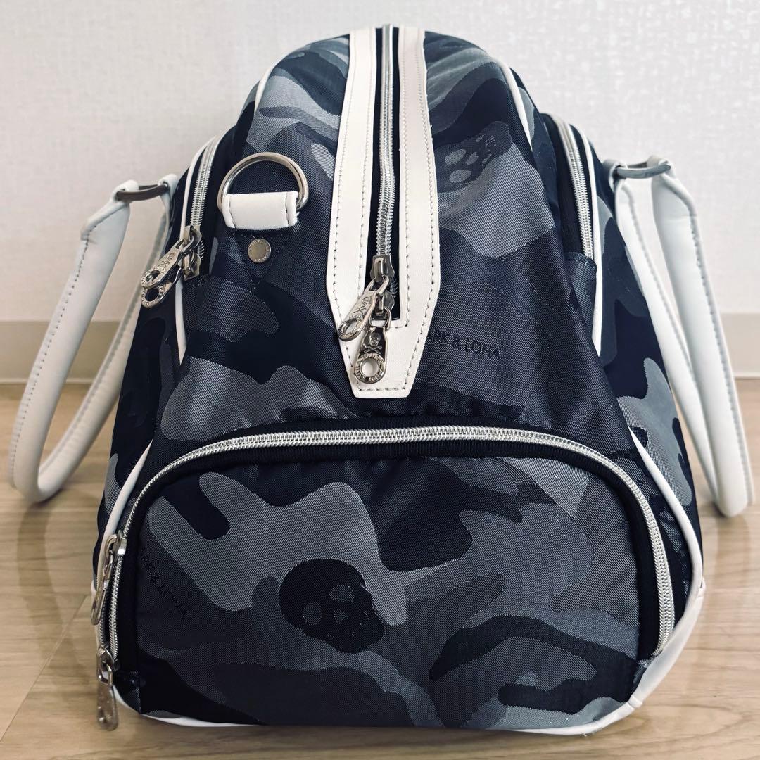 美品✨マークアンドロナ ゴルフバッグ ボストンバッグ 迷彩 ドクロ ネイビー