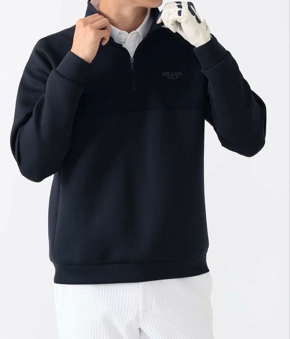 【新品】BEAMS GOLF ハーフジップ フリース M 日本製　ネイビー