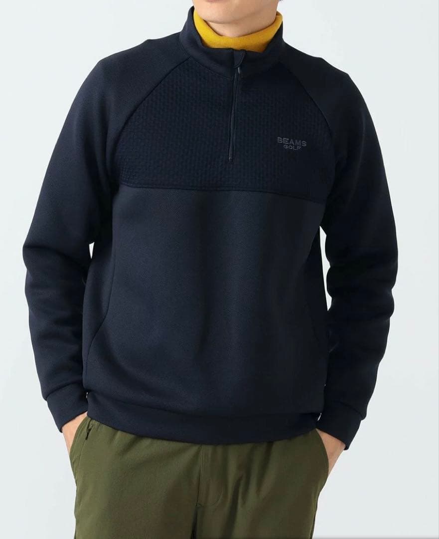 【新品】BEAMS GOLF ハーフジップ フリース M 日本製　ネイビー