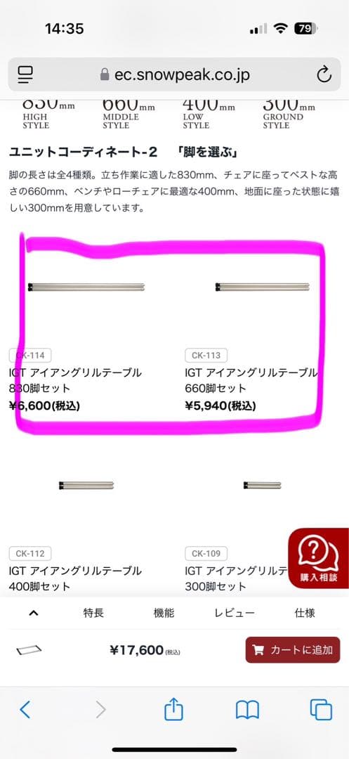 スノーピーク IGT アイアングリルテーブル フレームロング 4unit セット