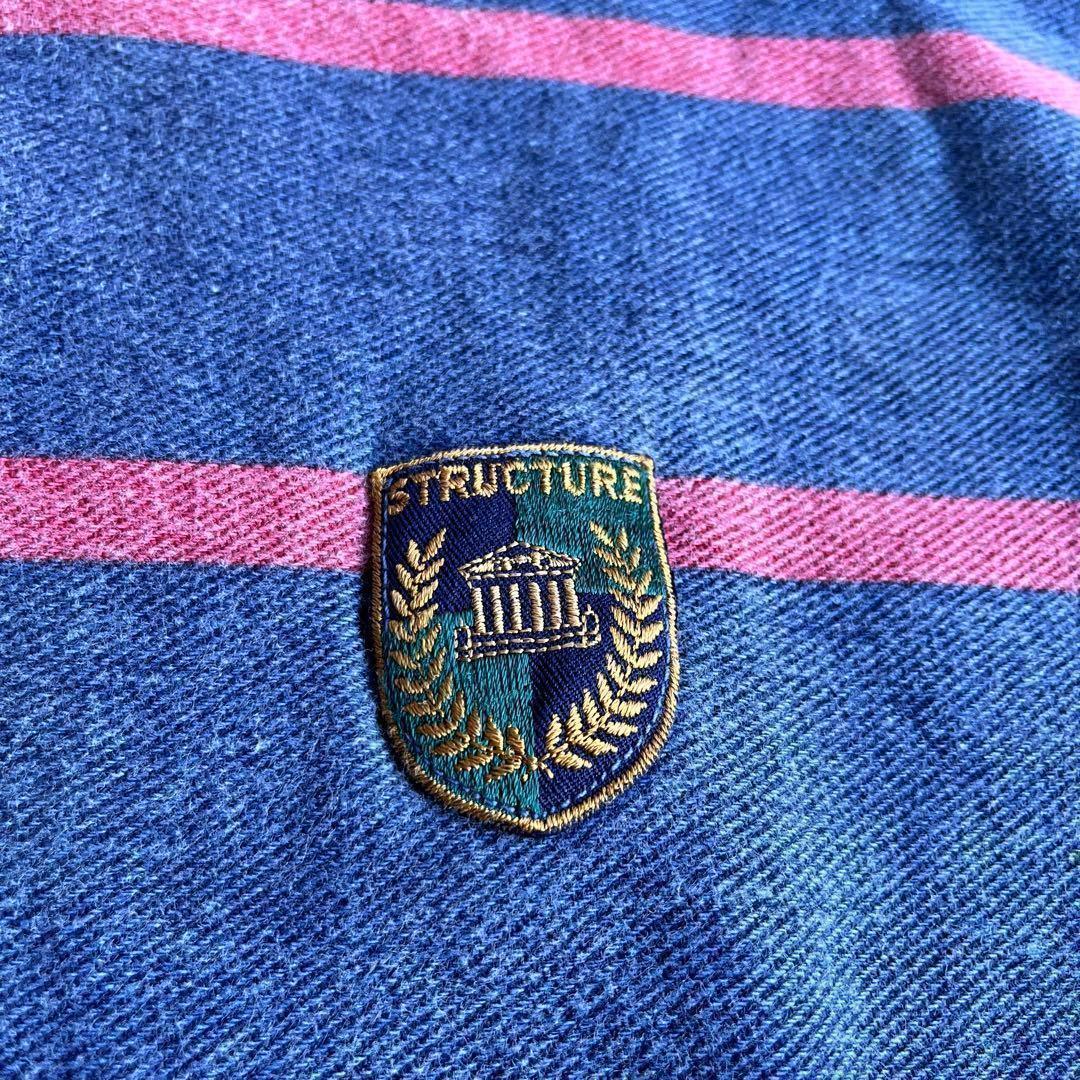 古着　90s STRUCTURE USA製　ポロシャツ　長袖　ラガーシャツ