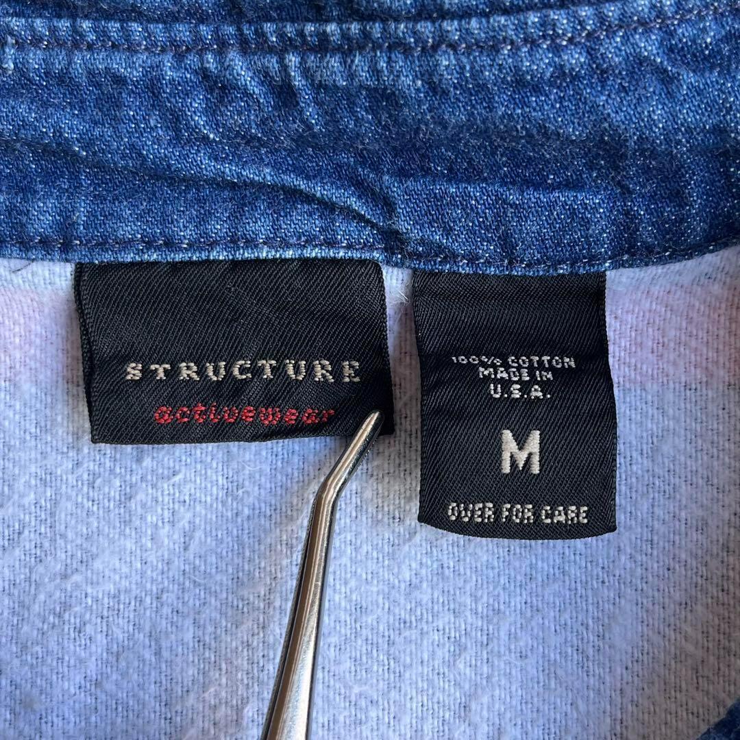 古着　90s STRUCTURE USA製　ポロシャツ　長袖　ラガーシャツ