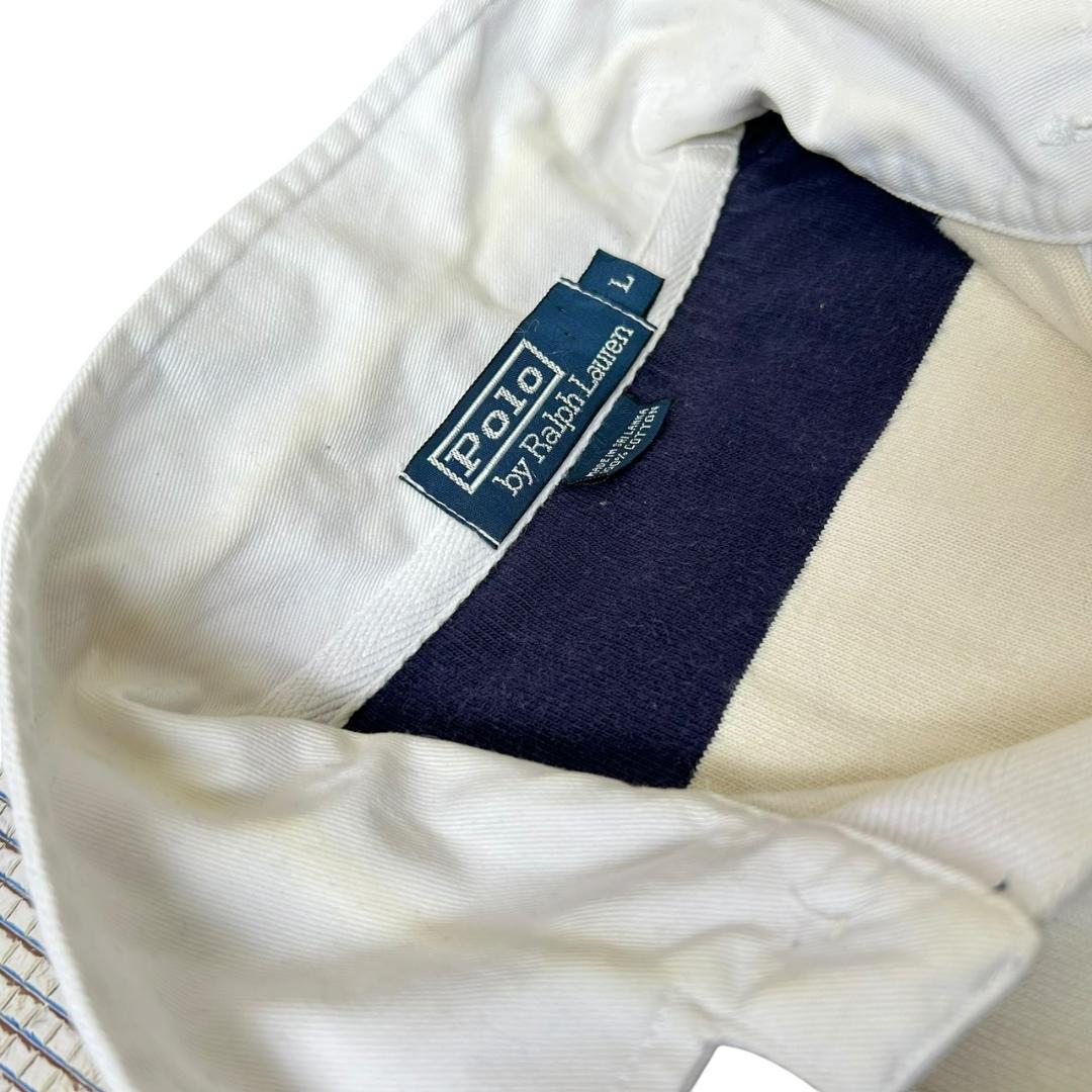 ポロラルフローレン ラガーシャツ ポロベア 90s 紺白 太ボーダー US規格L