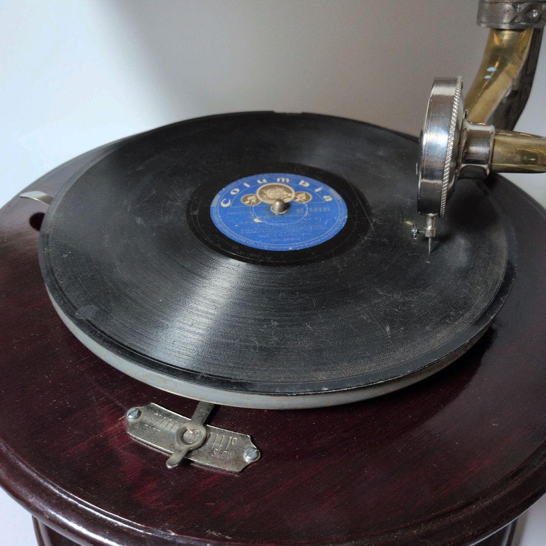 【美品・可動品】英国 アンティークラッパ型 蓄音機 レトロ 再現品