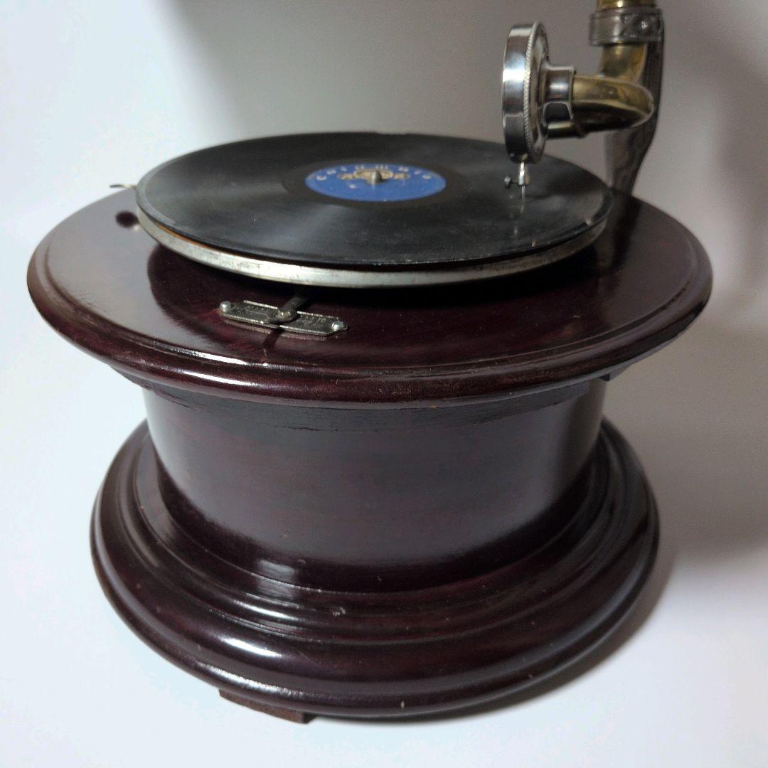 【美品・可動品】英国 アンティークラッパ型 蓄音機 レトロ 再現品