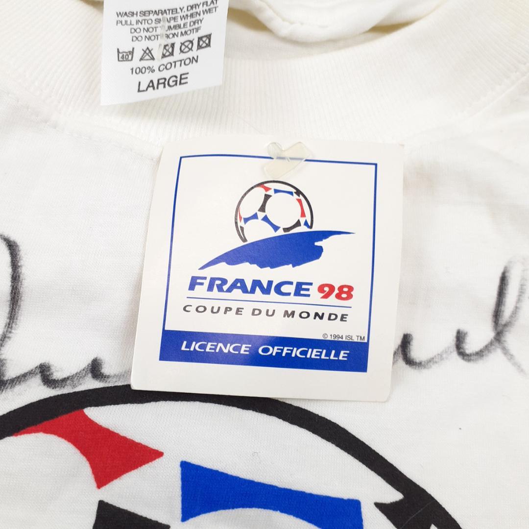 新品未使用タグ付◎1998 FIFA フランスW杯 サイン入り記念Tシャツ 希少