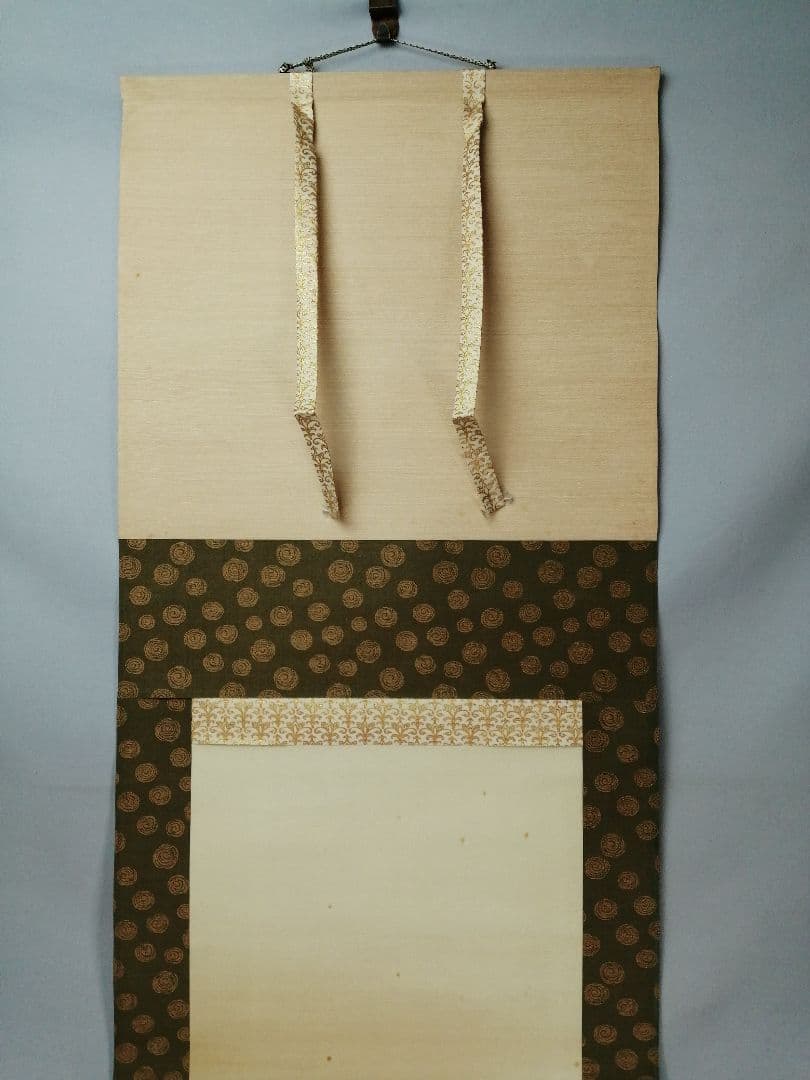 【茶道具】須磨夏郷(須磨対水息子)筆「松竹梅山水図」　茶掛　待合掛け　軸B902