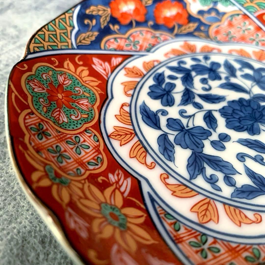 有田焼 林斎 古伊万里 色絵　赤絵　金彩　捻り吉祥紋　小皿 五枚