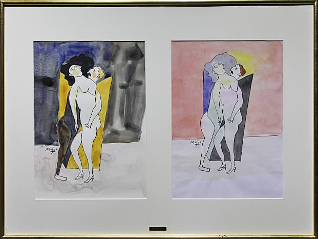 池田満寿夫【男と女】リトグラフ 水彩 刷込みサイン 真作保証有り