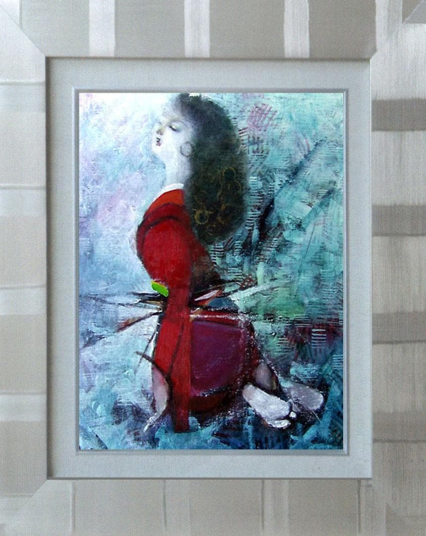 油絵 菅家令子 絵 絵画 インテリア 額付(白) F6-031201 人物 女性