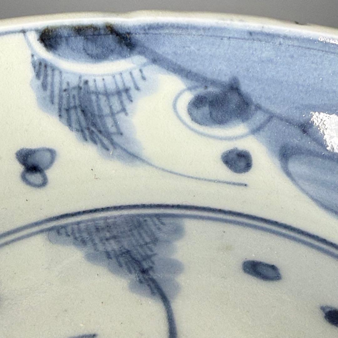 江戸期　染付膾皿　九客　裏蔓唐草　蛇目高台　抽象的な絵付　器が素敵な料理屋さん