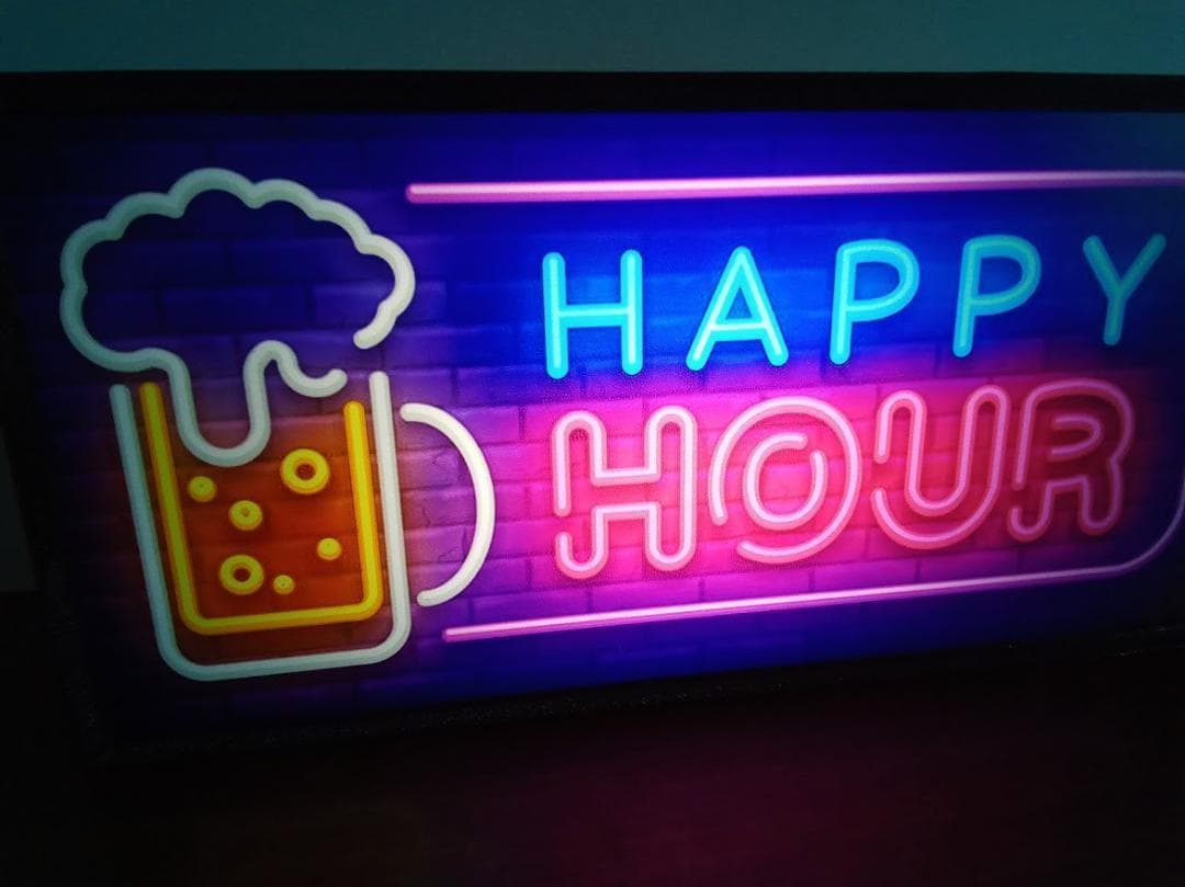 アメリカン スナック ビール 酒 ハッピーアワー 看板 置物 雑貨 ライトBOX