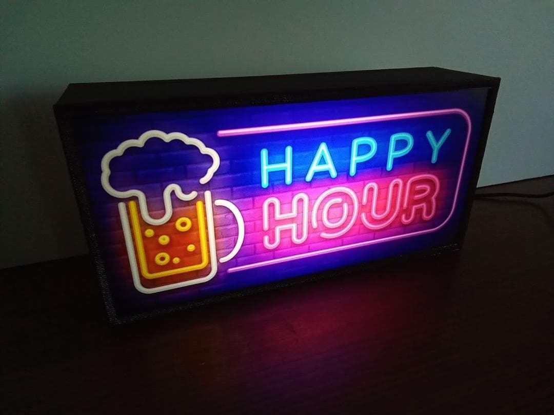 アメリカン スナック ビール 酒 ハッピーアワー 看板 置物 雑貨 ライトBOX