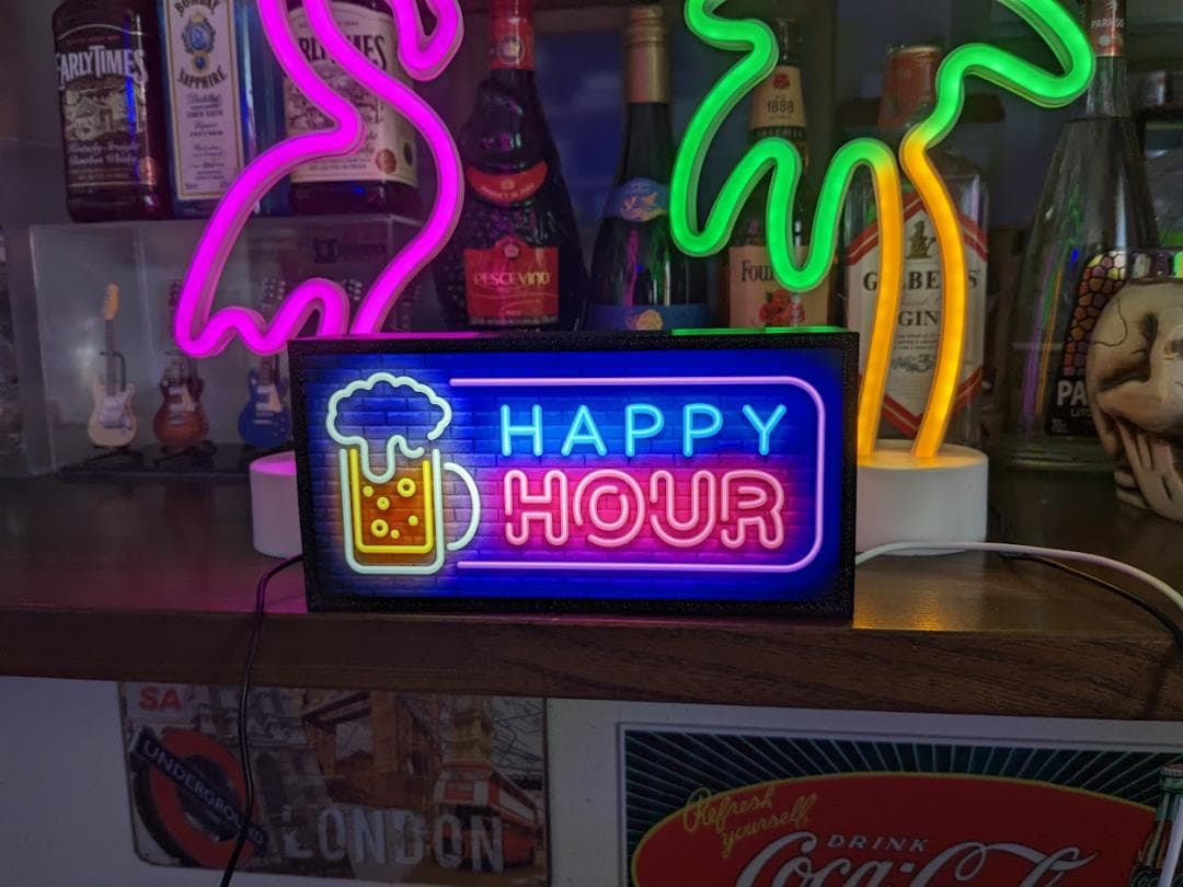 アメリカン スナック ビール 酒 ハッピーアワー 看板 置物 雑貨 ライトBOX