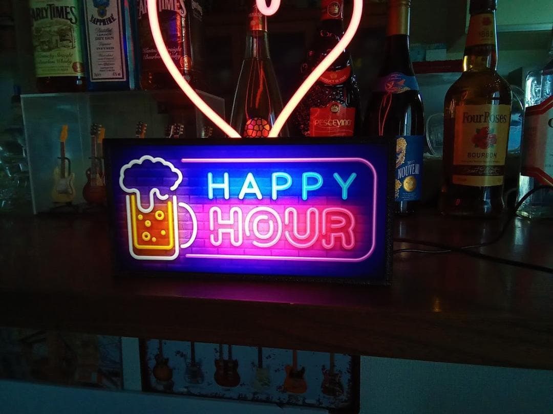 アメリカン スナック ビール 酒 ハッピーアワー 看板 置物 雑貨 ライトBOX