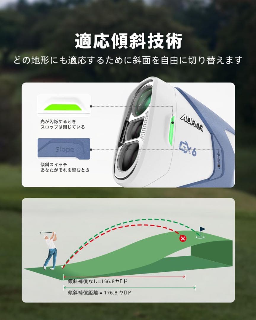 ゴルフ レーザー距離計 高精度 0.02秒高速測定 充電式 小型軽量