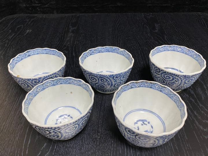 古伊万里　蛸唐草向付　５客揃