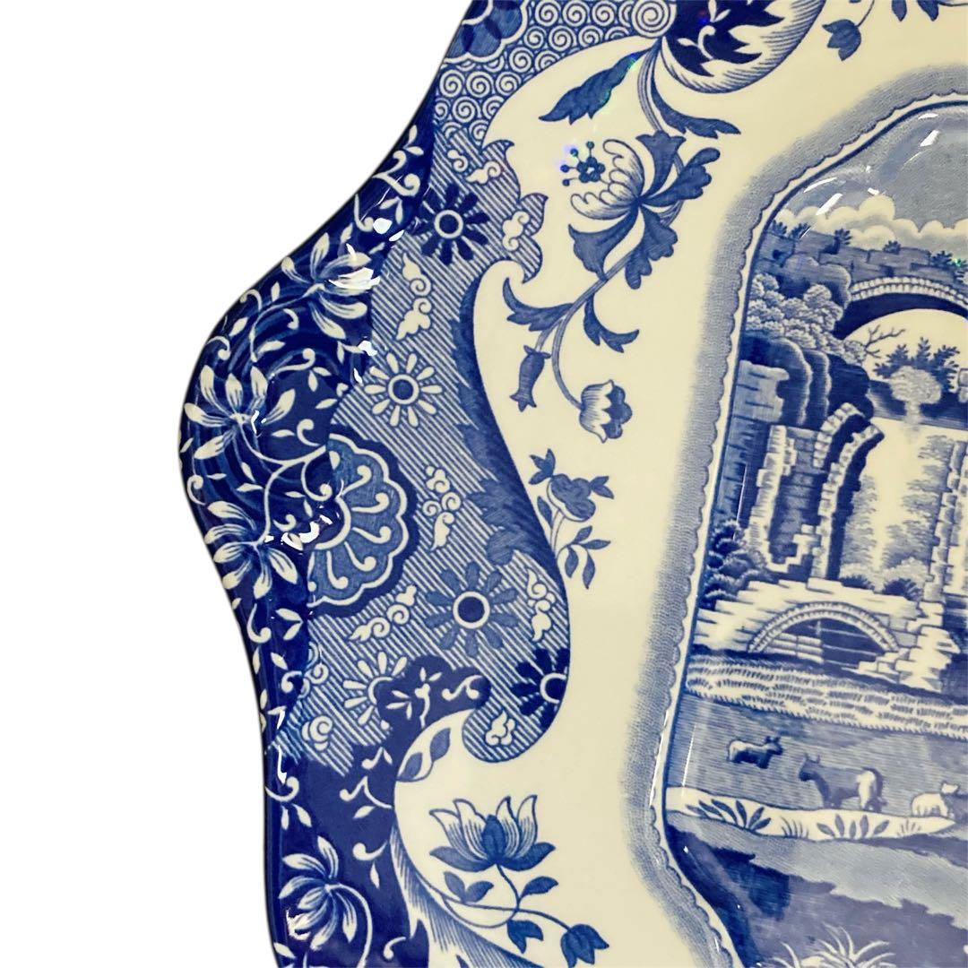【希少】spode スポード　ブルーイタリアン　BBプレート　角　大皿　29cm
