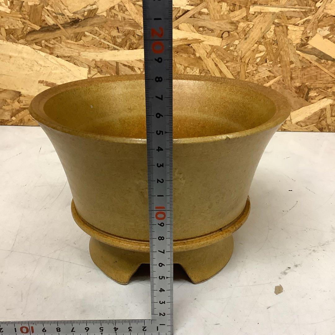 脚付き陶器植木鉢ブラウン園芸鉢（ら-99）