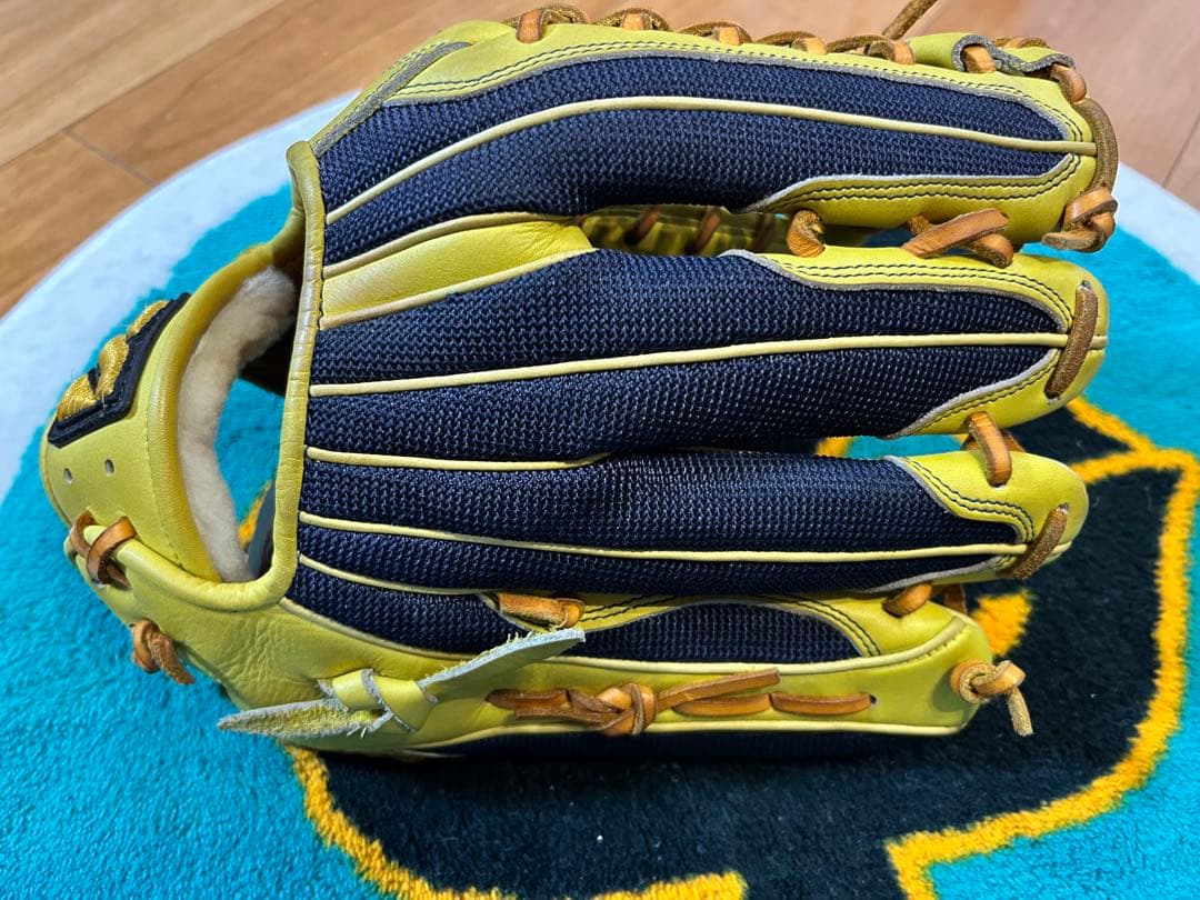 ミズノプロ オーダー　軟式グローブ 外野手用　イエロー/ネイビー