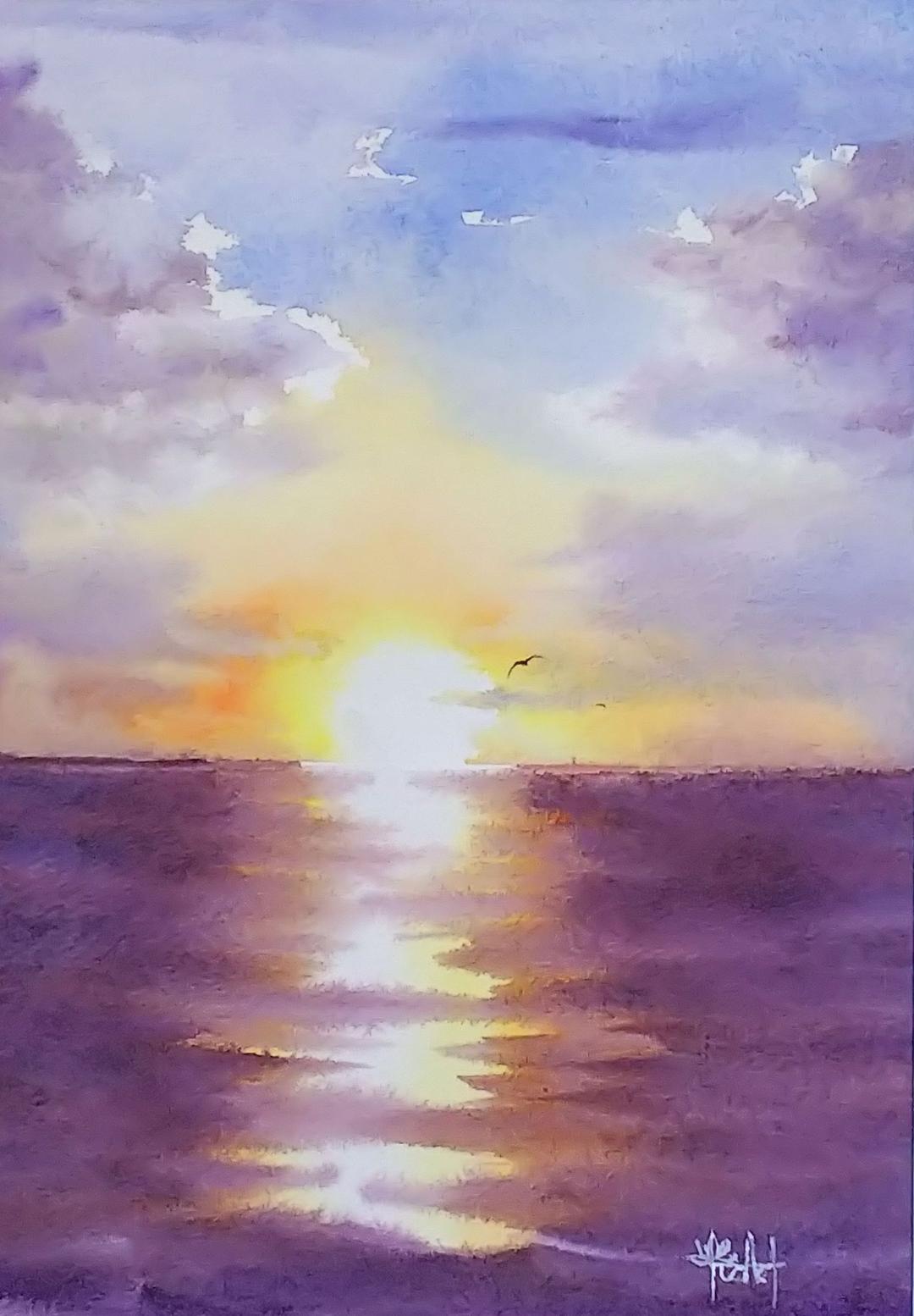 癒しの水彩画786 sunset