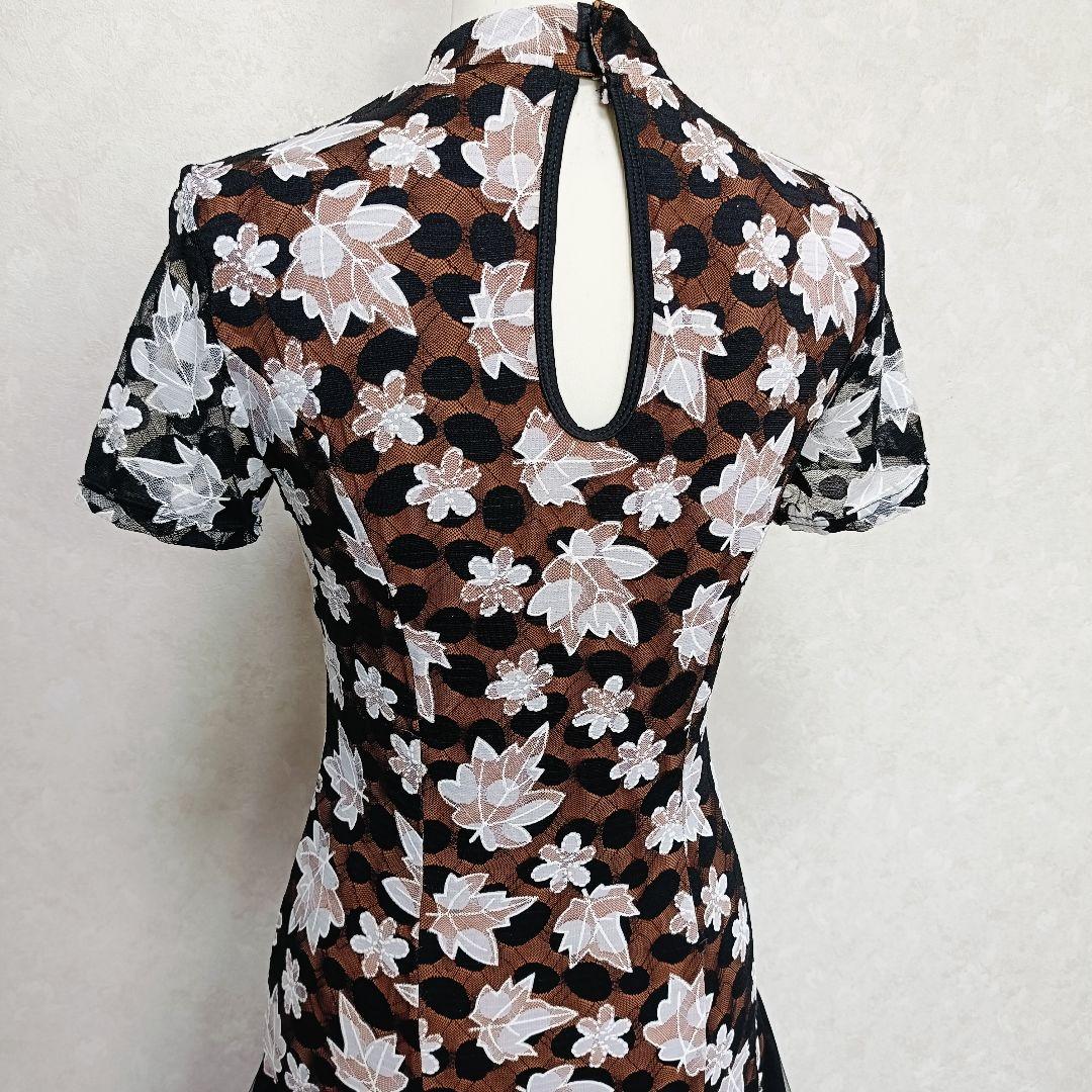 YILINFEIER 社交ダンス 刺繍 半袖ドレス 発表会 パーティ 衣装 XL