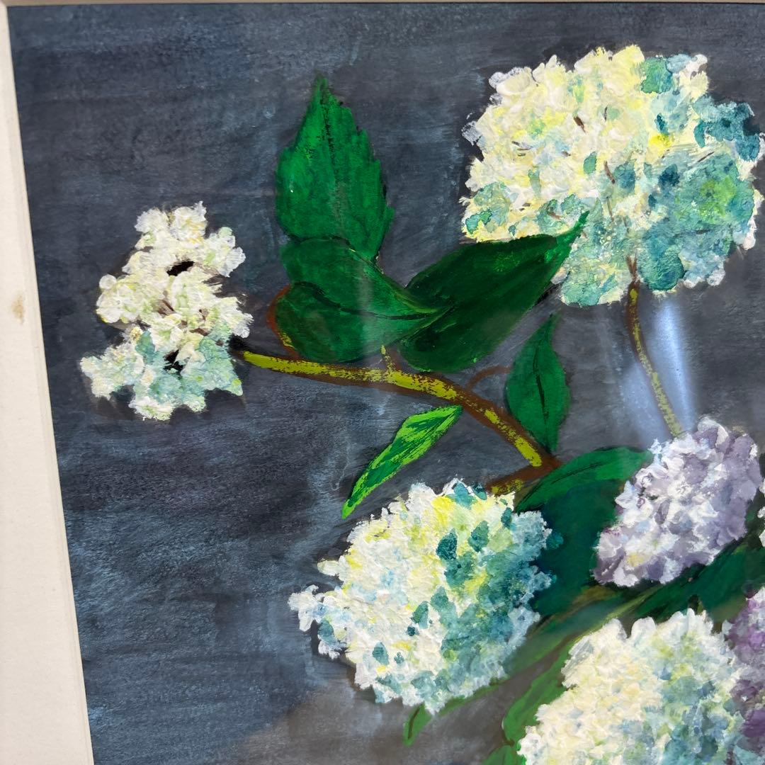 静物画　紫陽花　上條真三留
