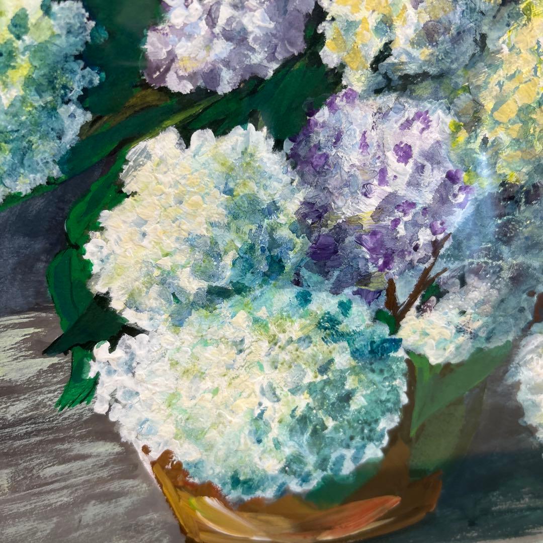 静物画　紫陽花　上條真三留