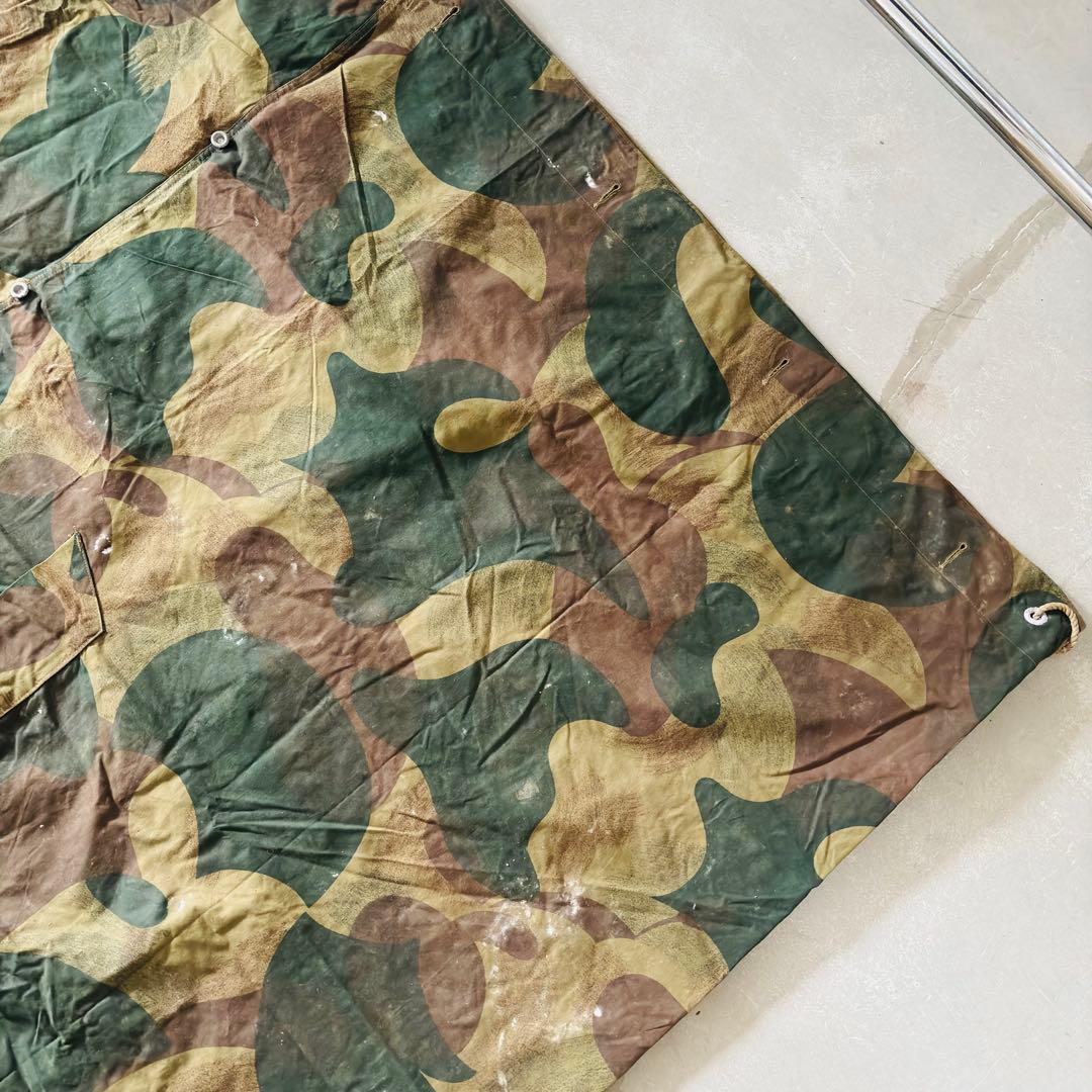 ⑰ベルギー軍実物 50s ブラッシュストロークカモ テント 軍幕 パップテント