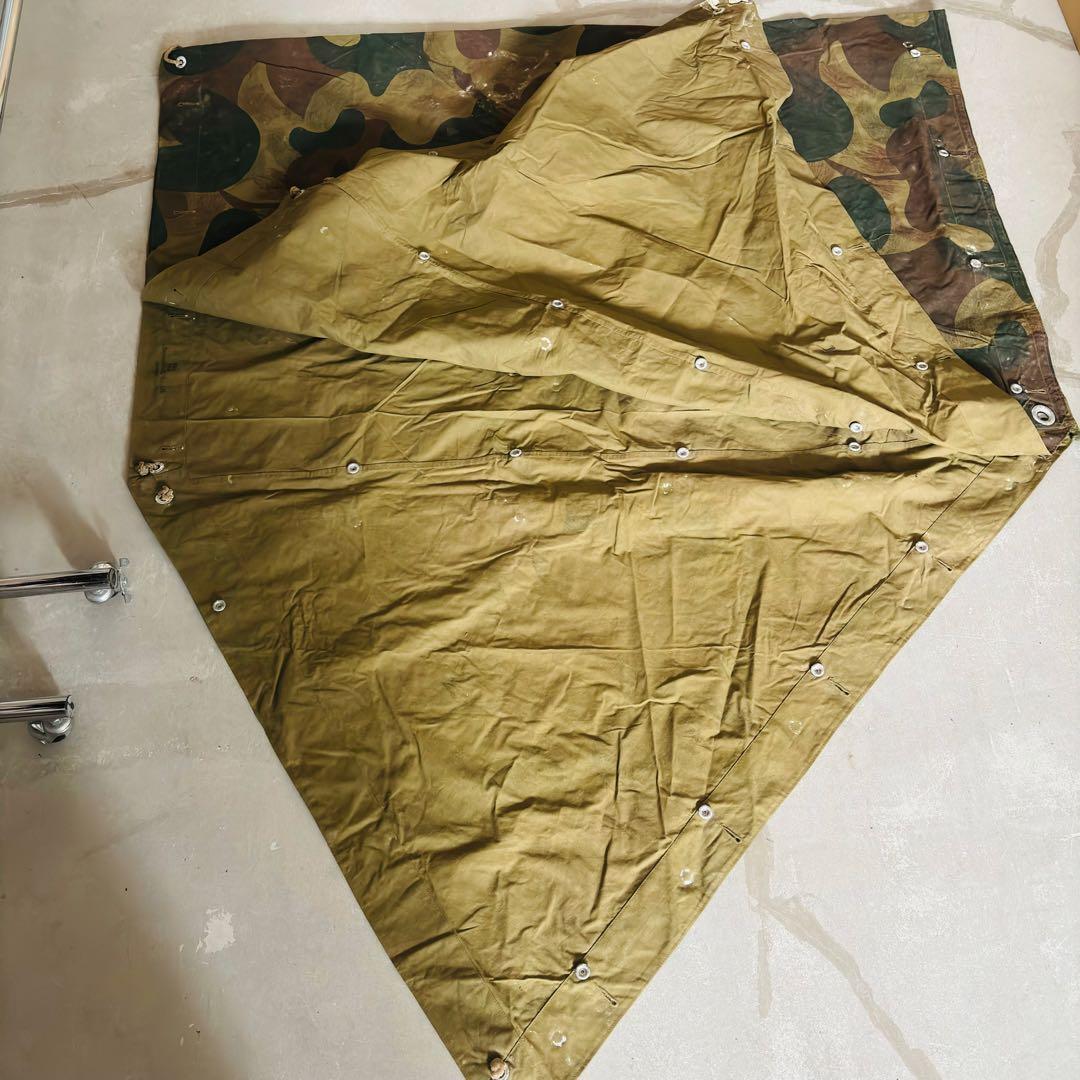 ⑰ベルギー軍実物 50s ブラッシュストロークカモ テント 軍幕 パップテント