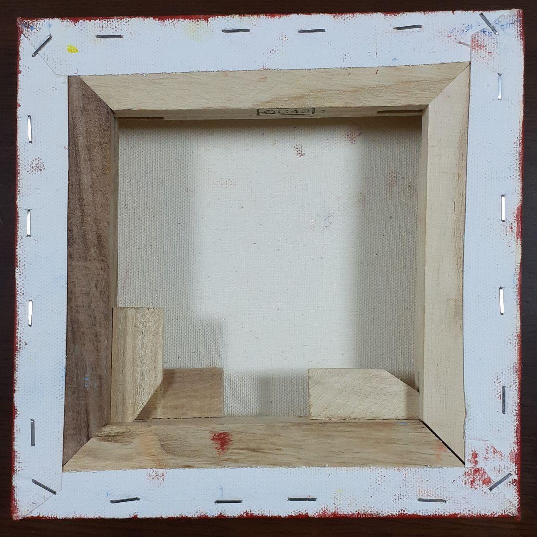 ハッピー太陽と虹　キャンバス　20×20cm　油絵　小楠アキコ作品