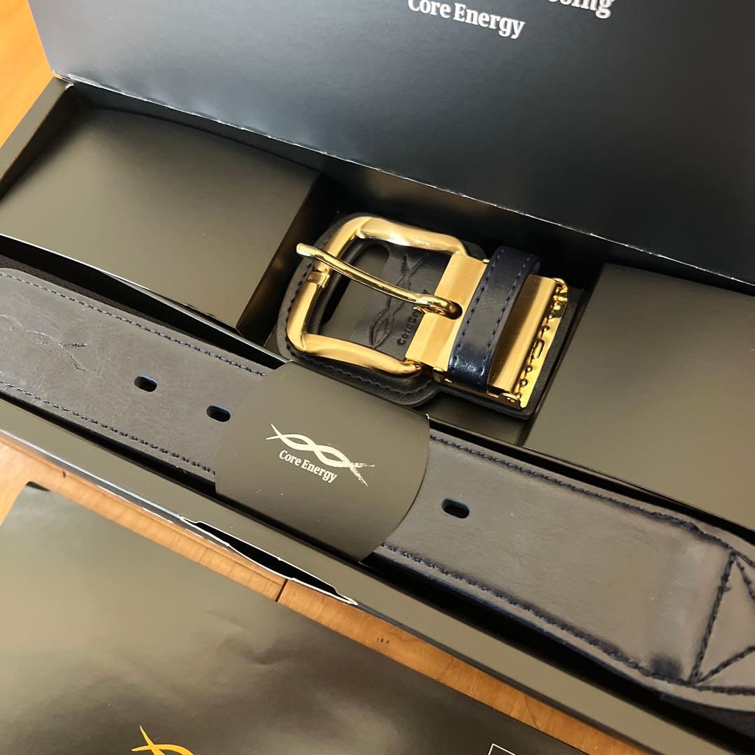 新品コアエナジーネイビー×ゴールドCore Energy レザーベルト