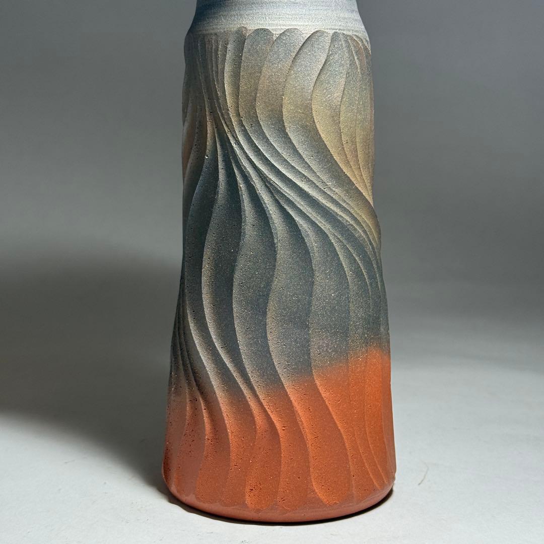 ◆【小西洋平】作 窯変花入 常滑焼 花器 花瓶 花生 茶道具 日本工芸会正会員◆