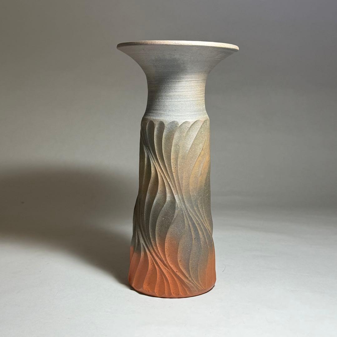 ◆【小西洋平】作 窯変花入 常滑焼 花器 花瓶 花生 茶道具 日本工芸会正会員◆