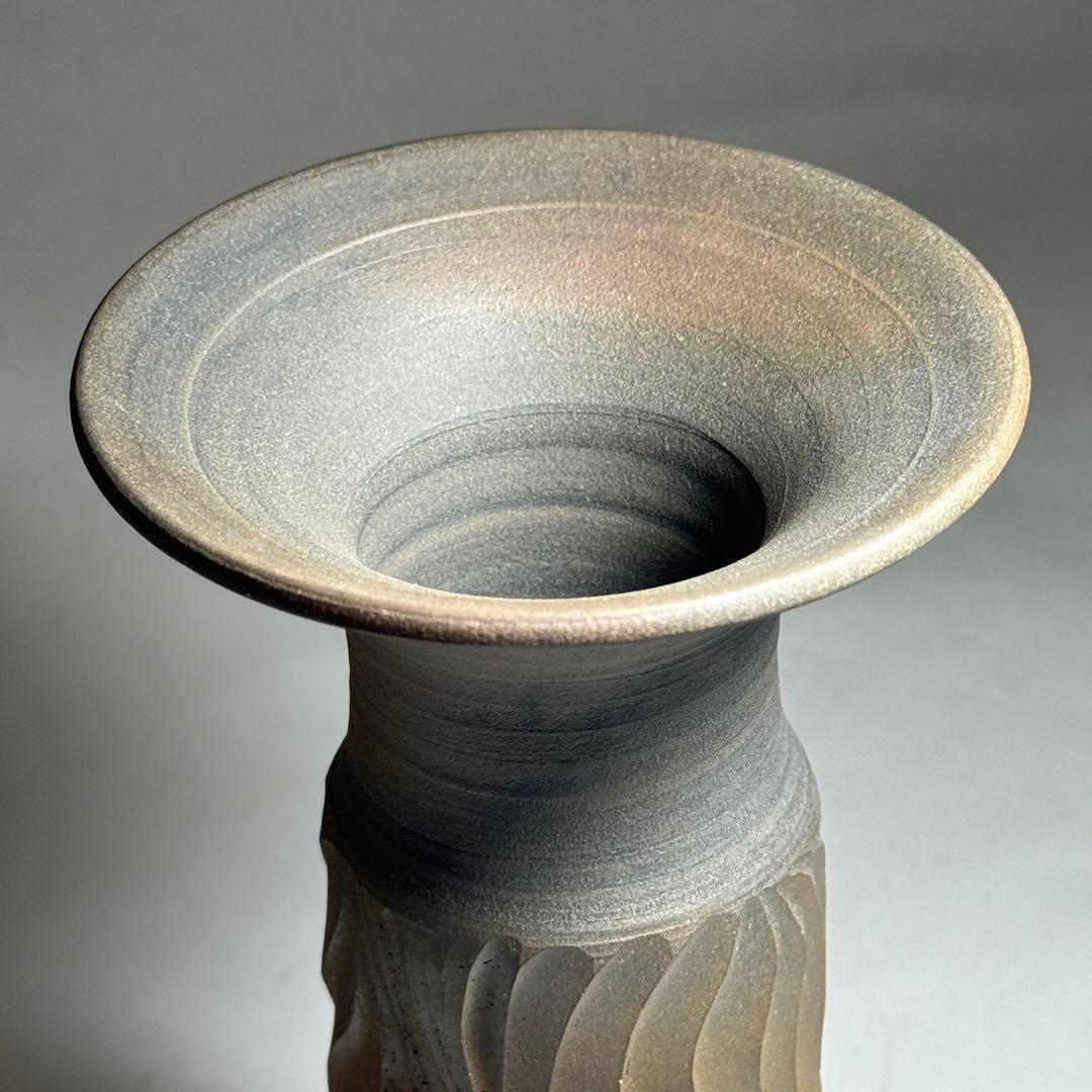◆【小西洋平】作 窯変花入 常滑焼 花器 花瓶 花生 茶道具 日本工芸会正会員◆